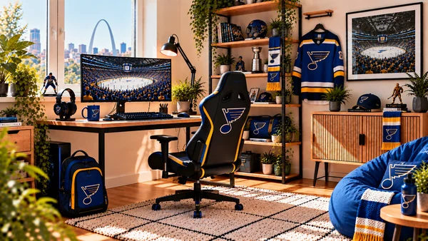Inspirație pentru colțul de lucru al unui suporter St. Louis Blues