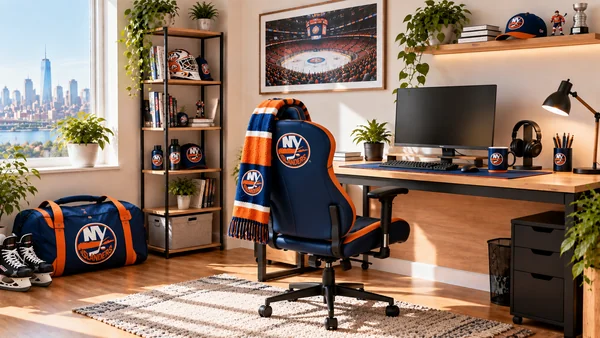 Inspirație pentru colțul de lucru al unui suporter New York Islanders