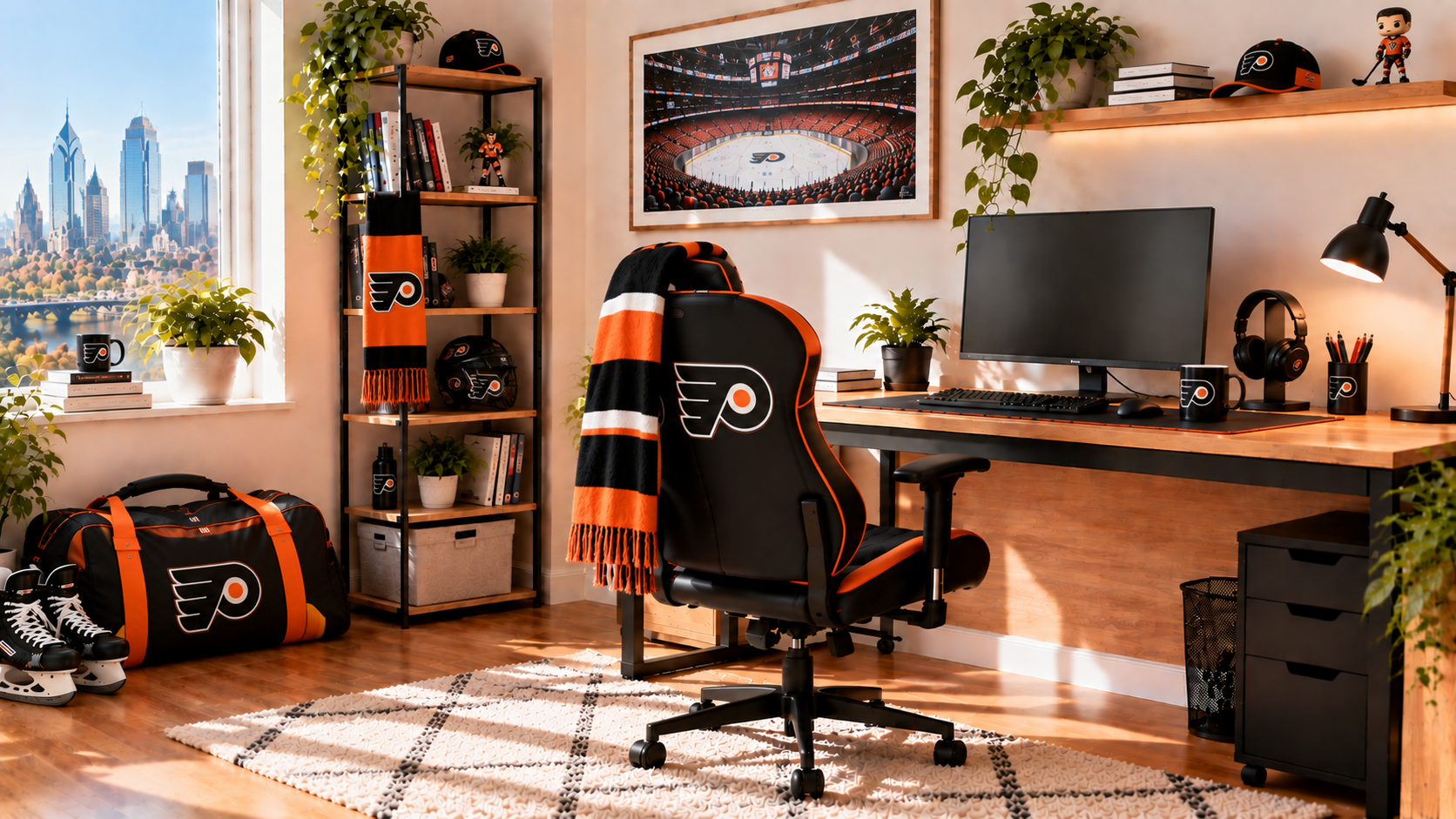 Inspirație pentru colțul de lucru al unui suporter Philadelphia Flyers