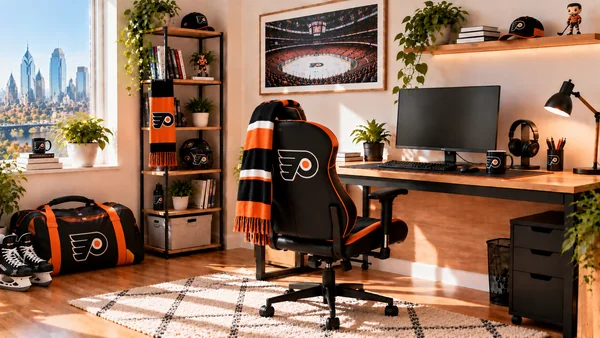 Inspirație pentru colțul de lucru al unui suporter Philadelphia Flyers
