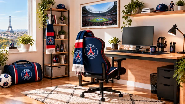 Inspirație pentru colțul de lucru al unui suporter Paris Saint-Germain