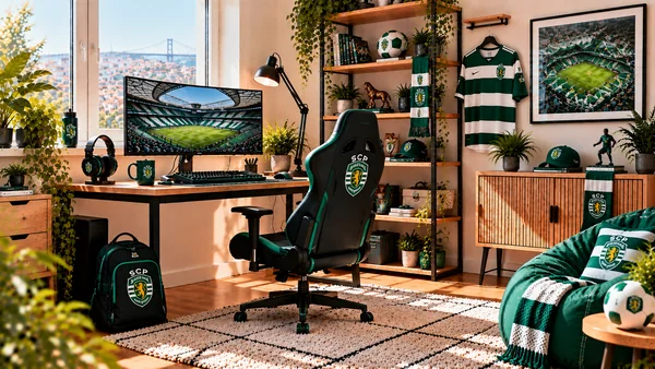 Inspirație pentru colțul de lucru al unui suporter Sporting CP