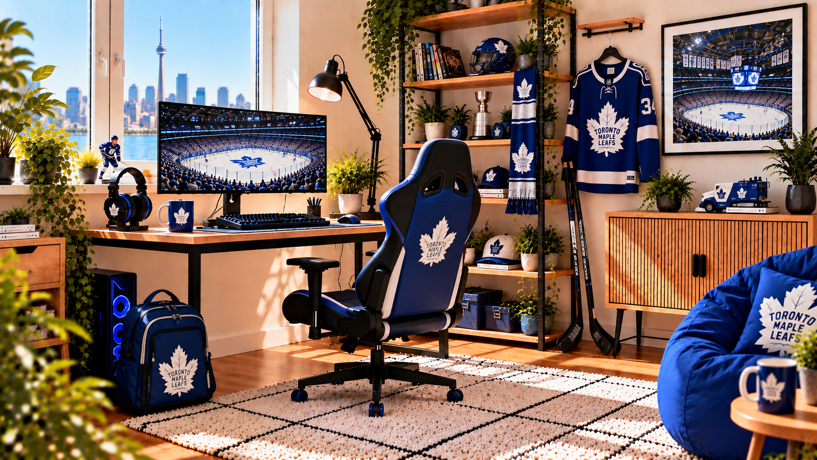 Inspirație pentru colțul de lucru al unui suporter Toronto Maple Leafs