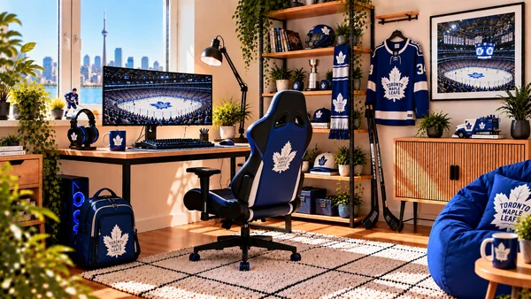 Inspirație pentru colțul de lucru al unui suporter Toronto Maple Leafs