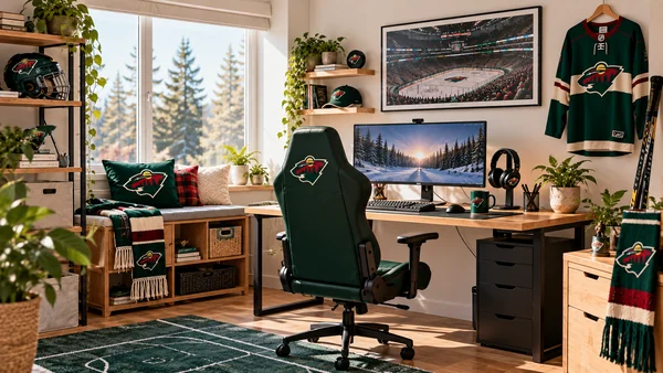Inspirație pentru colțul de lucru al unui suporter Minnesota Wild