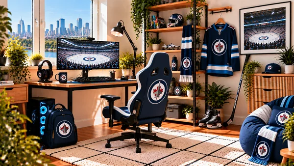 Inspirație pentru colțul de lucru al unui suporter Winnipeg Jets
